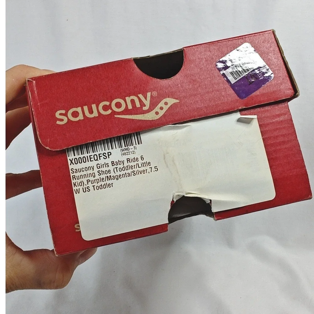 Saucony Baby Ride 6 Running Shoe Purple Magenta pink Silver Toddler 7.5W New